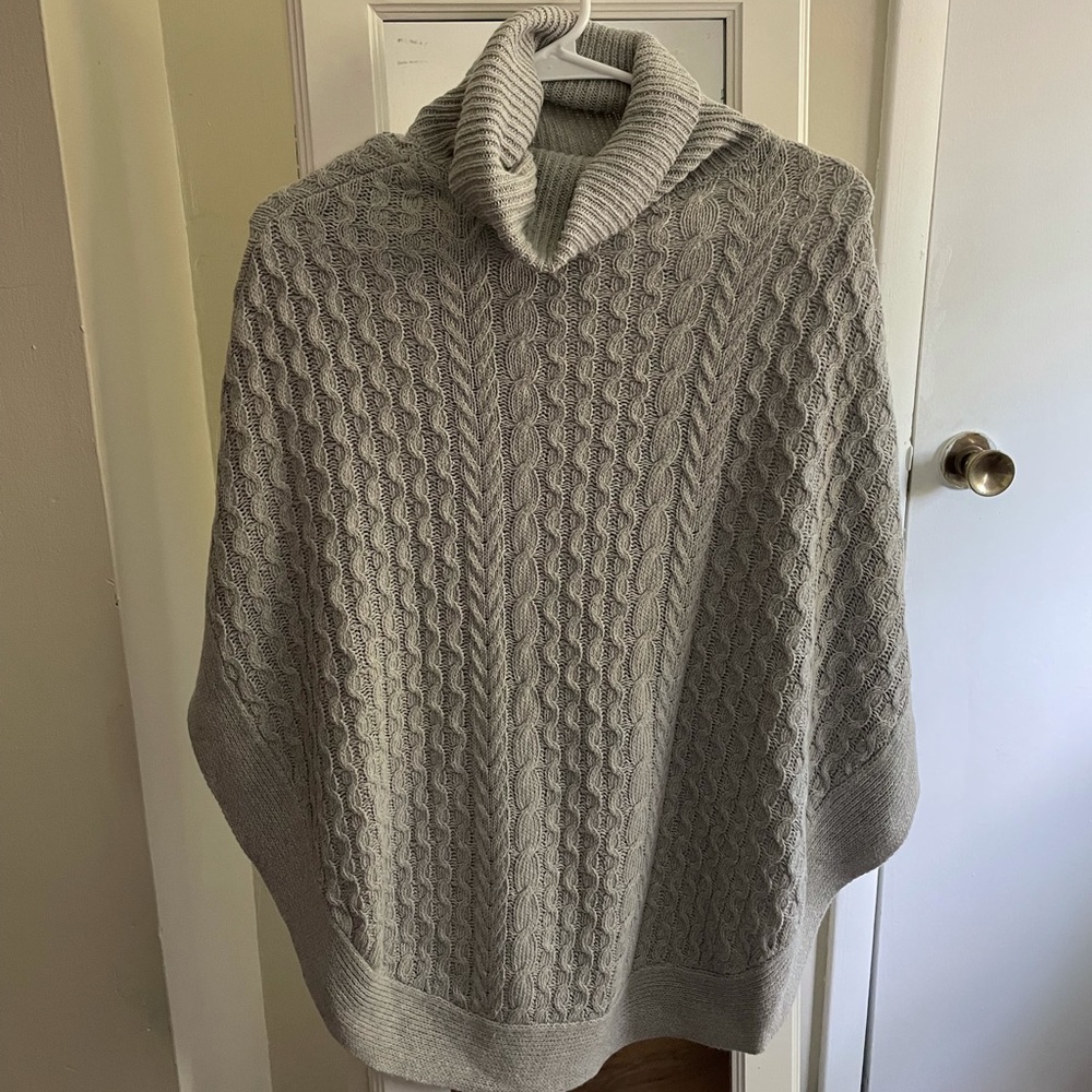 Grey Cable knit Poncho